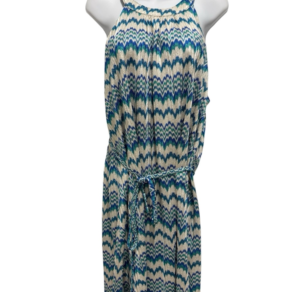 NY&CO Sleeveless Summer Dress Sundress Graphic Print Blue White Green Size XL
